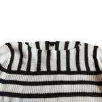 Ann Taylor  Brown White Stripe Short Sleeve Sweater Pullover Stretch Woven Small Photo 1