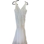 Lulus NEW White Embroidered Lace ,Tulle Mermaid Maxi Dress Sleeveless Size Small Photo 3