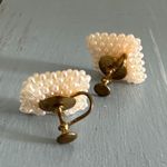 Vintage Screw Back / On Earrings Square Bundle Of Faux Baby Pearls Lovely Photo 6