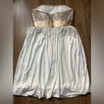 Jessica McClintock for gunne sax strapless mini dress gold bow 3 Photo 5