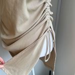 ZARA Gold Tan Ribbed Side Tie Ruched Sexy Stretch Casual Tank Dress Medium Photo 4