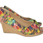 dexflex comfort  Women's 5.5 Floral Peep Toe Cork Wedge Heel Sandals Photo 0
