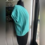 Vintage 80/90s Liz Claiborne silk blend ribbed short sleeve sweater, size SP Blue Photo 3