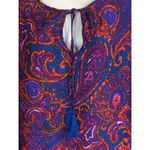 Mabel Navy Orange & Blue Paisley Tasseled Neck Tunic Top Women Large Boho NWT Photo 3