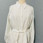 ZARA  Oyster White Bohemian Button-down Lapel Collar Trimmed Midi Dress Sz XXL Photo 7