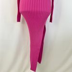 ASTR New Ribbed Knit Off Shoulder Long Sleeve Slit Midi Sweater Dress Pink XS Photo 10