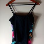 Jaclyn Smith  16 Tropic Noire Black Bright Flowers Tank Top Plus Photo 1
