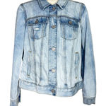 LC Lauren Conrad Love & Kindness Embroidered Distressed Denim Jacket Size XS Photo 0