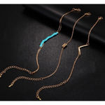 Boutique NEW Women's 3 Piece Bracelet‎ Set, Adjustable, Gold & Turquoise, Adjustable Photo 5