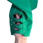 Roz & Ali Kelly Green Stretchy Pull On Pant SZ 4 Rhinestone Bow Ankle Details Photo 2