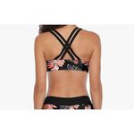 NWT Womens Yonique Black Floral Print Strappy Bikini Swim Top Photo 1