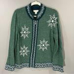 appleseed's  lambswool knit Embroidered zippered Long-Sleeve Cardigan Photo 0