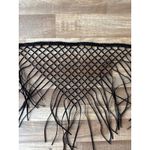 Mudd Vintage Y2K Women  Studded Macrame Fringe Faux Suede Scarf Bohemian Festival Photo 2