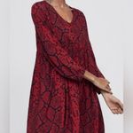 ZARA  Amy Dress Red Snakeskin Print Oversized Mini Dress Size Small Long Sleeves Photo 1