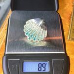 Natural Blue Apatite Sterling Silver Seashell Cocktail Ring Size 6 Photo 8