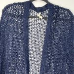 POL Duster Cardigan Cover Up Navy Blue Crochet Tie Waist Boho Indie Coastal Sz S Photo 3