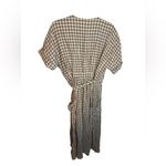 Urban Outfitters  Gabrielle Brown Gingham Linen Midi Wrap Dress Photo 2