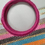 Shiraleah  Amelia Pink Gold Striped Straw Beach Bag Tote Purse Boho Vacation Photo 4