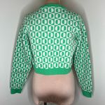 VERO MODA Vera Moda Sara Cropped Cardigan Sweater Medium Womens Green Geometric Knit New  Photo 4