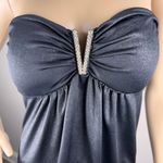 Forever 21  Black Strapless Top Sz M Rhinestone V Club Date Night Party‎ Rave Photo 1