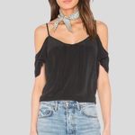 SHIFT Shiny Textured Stripe Strappy Crisscross Back Cold Shoulder Top Black S Photo 2