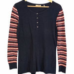 Barbour  Landry Knit Fair Isle Henley 12 Navy Blue Red Photo 0