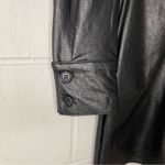 Vintage Havana Black Leather Ruched Shirt Dress Long Sleeve Women’s Size Small Photo 5