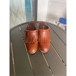 Madewell Kitlie Fringe Wood Heel Clogs Wedge Brown Size 10 Photo 7