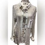 POL  open crochet Button down shacket. Antique white. Size Medium Photo 7