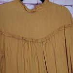 Sundance  MUSTARD RUFFLE ACCENT BUTTON FRONT LONG LINE HI LOW TUNIC BLOUSE S NWT Photo 9