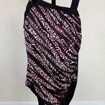 Aqua Green Animal Print Asymmetrical Swimsuit Pink Black Full Coverage Slimming Ruched New Photo 0