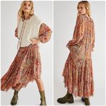 Free People Feeling Groovy Boho Floral Flowy Long Sleeve Maxi Dress in Emerald Photo 1