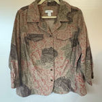 Christopher & Banks Christopher Banks Gray  Tan and Red Floral button Jacket Photo 0