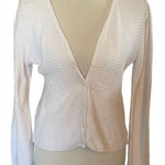 A Byer A. Byer White Knitted Long Sleeve Button Up Cropped Cardigan Size L Photo 0
