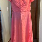 NWOT coral chiffon short sleeve Mother of the Bride dress lace panels size 18W Pink Photo 0