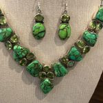 Sterling Silver Mohave Lime Green Copper Infused Turquoise Peridot 925 Necklace Photo 12