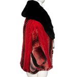 Sheared Dyed Real Rex Rabbit Fur Cable Knit Wool Sweater Jacket Size 8 Womens Red Photo 3