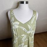 3/$30 Aloha Hut Hawaii Dress Womens Large Green Leaf Print V Neck Sleeveless Photo 2