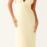 Peppermayo NWT  Exclusive - Alicia Satin Halter Maxi Dress - Yellow Photo 0