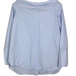 ZARA Oversized Striped Boat Neck Button Down Collar Shirt Long Sleeve XS Blue Photo 4