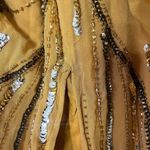 Anthropologie  Let Me Be Juliet Maxi Dress XS Mustard Sequin Sheer Embellished Photo 11