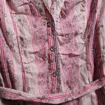 Y2K Pink Metallic Striped Glam Western Button Up Top Cowgirl Rodeo Cotton L Fang Size L Photo 1