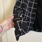 Pixley Black & White Windowpane Cropped Y2K Long Sleeve Blazer Photo 2