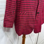 Vintage Chad Stevens Buffalo Check Long Boyfriend Blazer Red Black 12 Photo 6