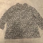 212 Collection Gray Cheetah Print Collared Pull Over 3/4 Sleeve Blouse Size XL Photo 1