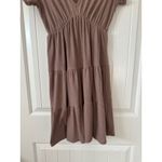 Olivia Rae  Ribbed Tiered Dress V-Neck‎ Short Sleeve Casual Brown Size Small Photo 2