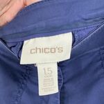 Chico's Blue Flat Front Stretch Pockets Roll Tab Cropped Pants Size Medium Photo 5