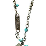 Blessed Cross Pendant Necklace Silver Tone Turquoise Beads‎ Religious Jewelry Photo 0