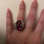 Swavorski Handmade Colorful Crystal Oval Pink Ring, size 6 Photo 2