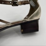 Tahari Sandals Gold Leather Shoes Strappy Flat Ankle Straps Summer Size 9.5 Photo 4